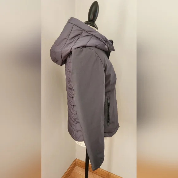 BOMBOOGIE women winter puffer grey hooded jacket size M - Picture 3 of 9